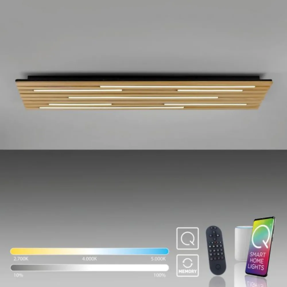 Plafoniere Moderne-Selezionato da Mazzolaluce Plafoniera smart di legno con pannello acustico led 2700k a 5000k con telecomando app