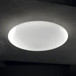 Plafoniere Moderne-Ideal Lux Plafoniera smarties pl1 d33 moderna disco vetro bianco