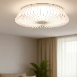 Plafoniere Moderne-Selezionato da Mazzolaluce Plafoniera smart moderna bianca per camera da letto con telecomando app