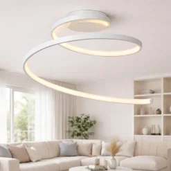 Plafoniere Moderne-Selezionato da Mazzolaluce Plafoniera spirale moderna bianca led dimmerabile per cucina