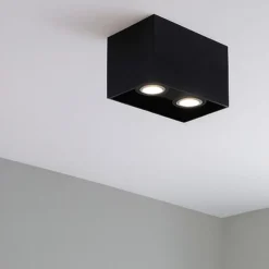 Plafoniere Moderne-Selezionato da Mazzolaluce Plafoniera sporgente 2 luci nera rettangolare