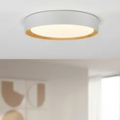 Plafoniere Moderne-Selezionato da Mazzolaluce Plafoniera tonda bianca 35cm led 30w 3000k dimmerabile legno