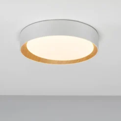 Plafoniere Moderne-Selezionato da Mazzolaluce Plafoniera tonda bianca 35cm led 30w 3000k dimmerabile legno