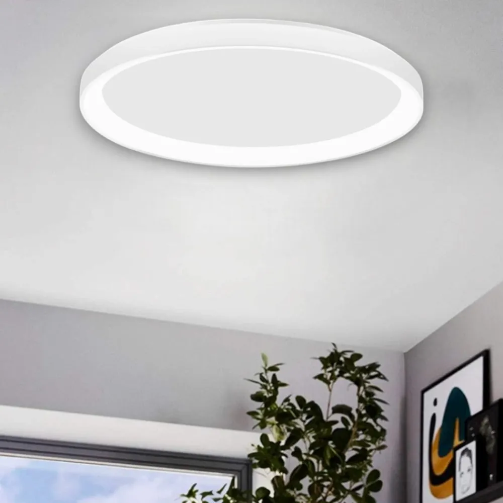 Plafoniere Moderne-Selezionato da Mazzolaluce Plafoniera tonda bianca led 3000k dimmerabile 40w moderna