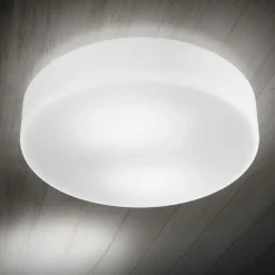Plafoniere Moderne-Fabas Luce Plafoniera tonda 40cm vetro bianco graff e27