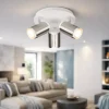 Plafoniere Moderne-Selezionato da Mazzolaluce Plafoniera tonda con luci spot orientabili bianco nickel