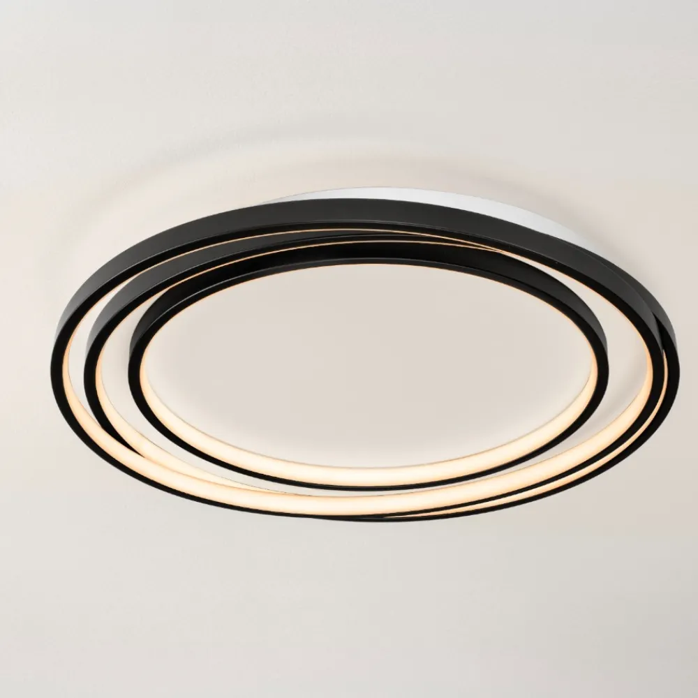 Plafoniere Moderne-Selezionato da Mazzolaluce Plafoniera tonda design moderna led 33w 3000k dimmerabile nera
