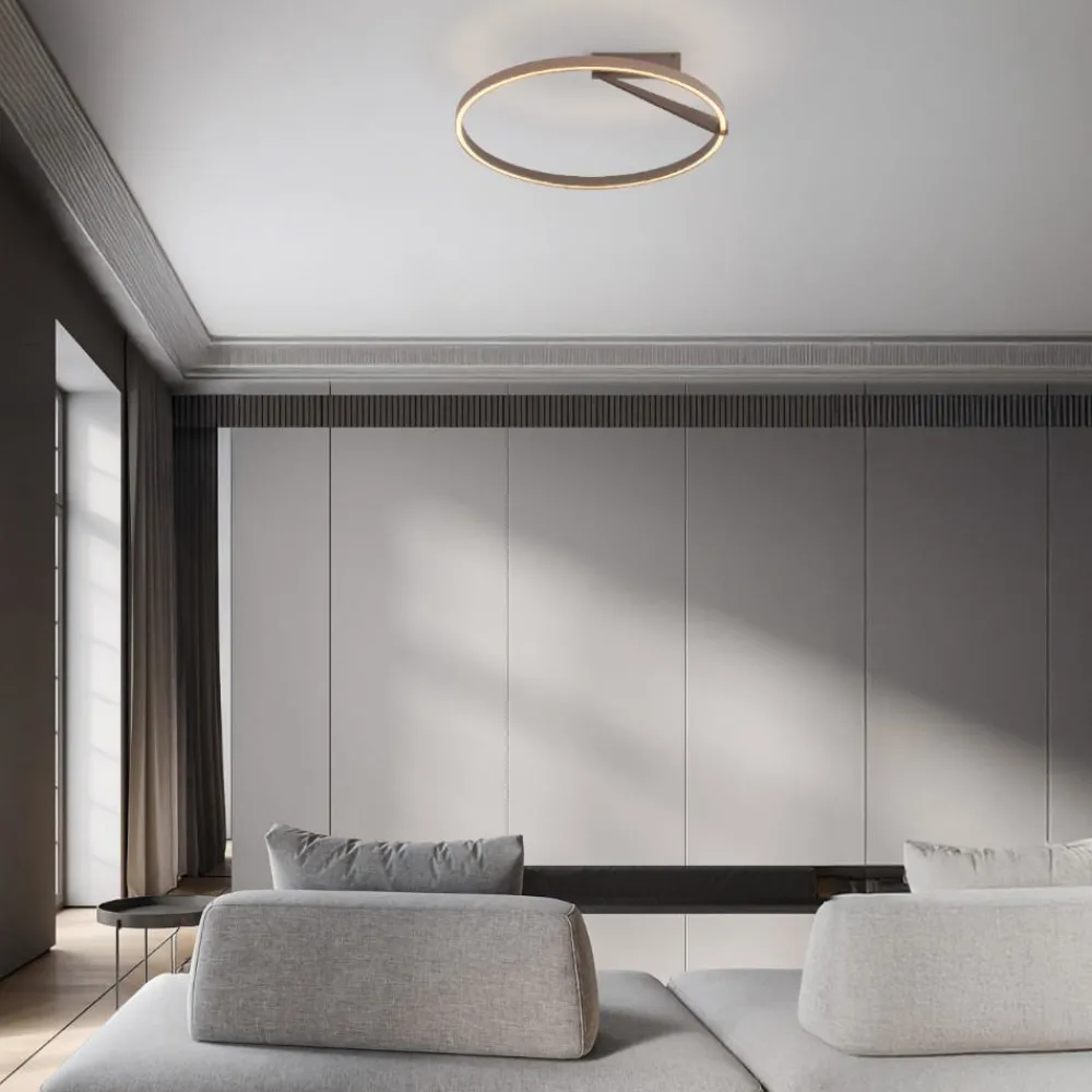 Plafoniere Moderne-Selezionato da Mazzolaluce Plafoniera tonda led 35w 2700k 3000k 4000k moderna caffe moca biemissione