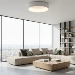 Plafoniere Moderne-Selezionato da Mazzolaluce Plafoniera tonda moderna bianca led 4000k per salotto
