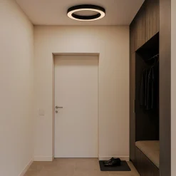 Plafoniere Moderne-Ondaluce Plafoniera tonda moderna nera 60cm led dimmerabile globus