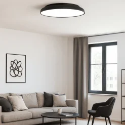 Plafoniere Moderne-Selezionato da Mazzolaluce Plafoniera tonda nera led 3000k dimmerabile per soggiorno