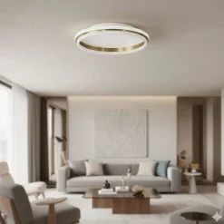 Plafoniere Moderne-Selezionato da Mazzolaluce Plafoniera tonda oro 45cm led 38w 3000k