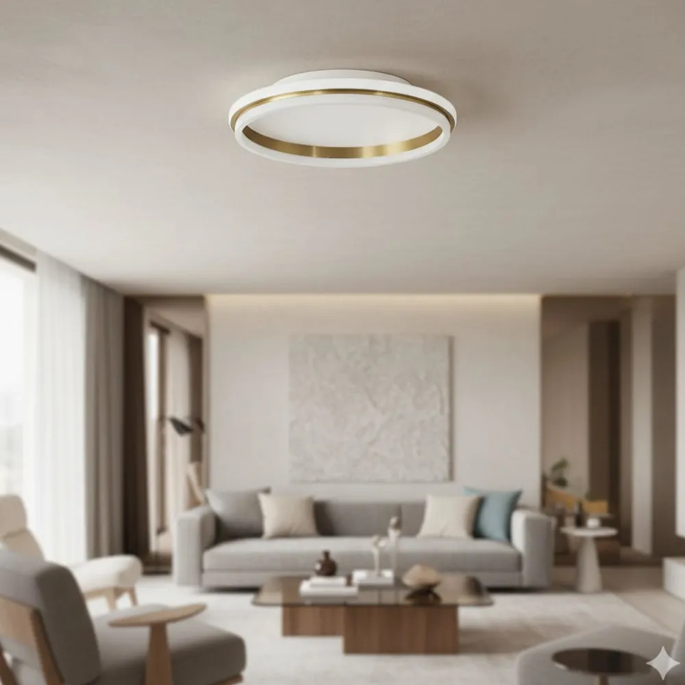 Plafoniere Moderne-Selezionato da Mazzolaluce Plafoniera tonda oro 45cm led 38w 3000k