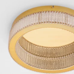 Plafoniere Moderne-Selezionato da Mazzolaluce Plafoniera tonda oro effetto cristallo per salotto contemporaneo