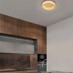Plafoniere Moderne-Selezionato da Mazzolaluce Plafoniera tonda oro effetto cristallo per salotto contemporaneo