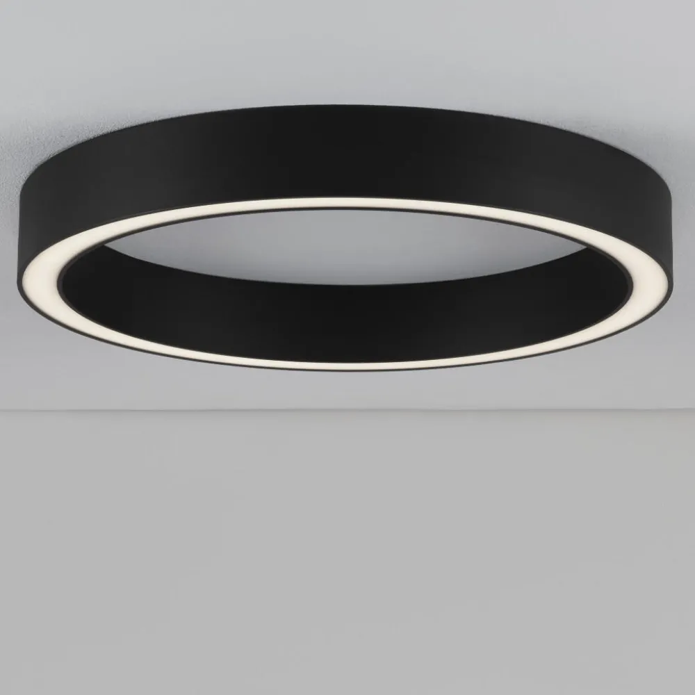 Plafoniere Moderne-Selezionato da Mazzolaluce Plafoniera tonda per camera da letto led 3000k dimmerabile nero 60 cm