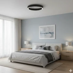 Plafoniere Moderne-Selezionato da Mazzolaluce Plafoniera tonda per camera da letto led 3000k dimmerabile nero 60 cm