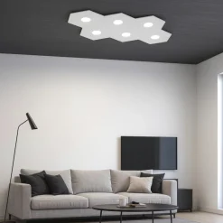 Plafoniere Moderne-Top Light Plafoniera hexagon 6 luci grigio per cucina moderna
