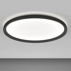 Plafoniere Moderne-Top Light Plafoniera plana nera rotonda 60cm biemissione led 55w cct