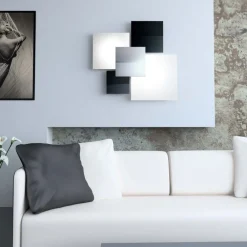 Plafoniere Moderne-Top Light Plafoniera shadow cromo moderna bianco nero rettangolare
