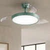 Ventilatori Da Soffitto-Selezionato da Mazzolaluce Plafoniera ventilatore con luce con telecomando verde petrolio pale retrattili 20mq