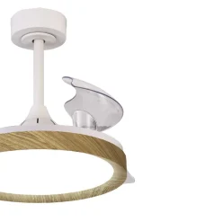 Ventilatori Da Soffitto-Selezionato da Mazzolaluce Plafoniera ventilatore pale retrattili bianco e legno led cct stanza 13mq
