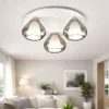 Plafoniere Moderne-Fabas Luce Plafoniera vetri fume moderna per soggiorno lila