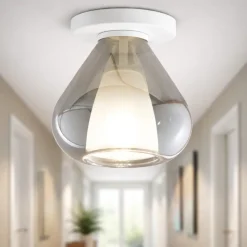 Plafoniere Moderne-Fabas Luce Plafoniera vetro fume lila