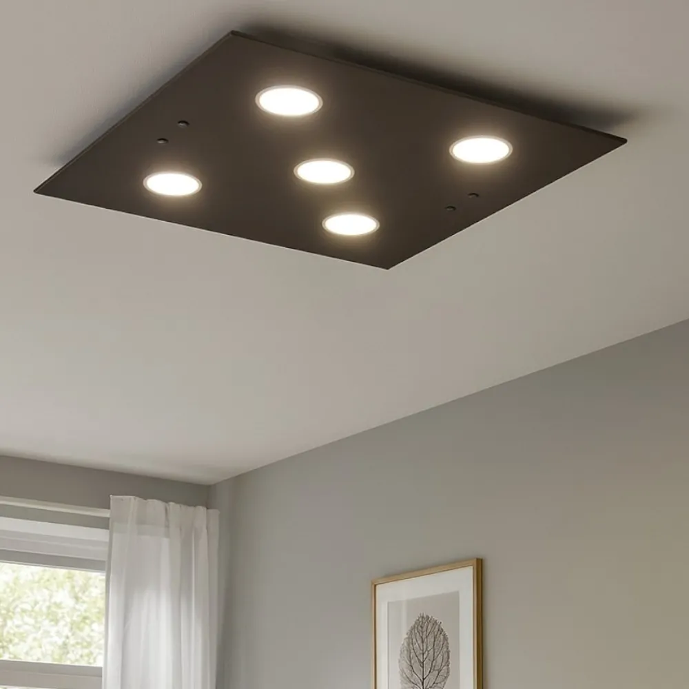 Plafoniere Moderne-Top Light Plafoniera vetro marrone quadrata toplight path