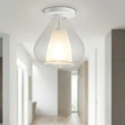 Plafoniere Moderne-Fabas Luce Plafoniera vetro trasparente lila