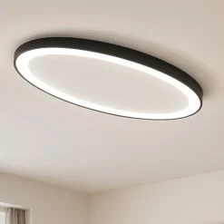 Plafoniere Moderne-Vivida International Plafoniera vivida lifering-o ovale nera led 3000k 4000k dimmerabile