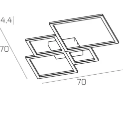 Plafoniere Moderne-Top Light Plafoniera 88w 3000k 4000k toplight four squares nero per soggiorno