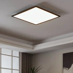 Plafoniere Moderne-Eglo Plafoniera 60x60 nero led 34w 2700k a 6500k dimmerabile controllo remoto app salobrena