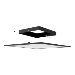 Plafoniere Moderne-Eglo Plafoniera 60x60 nero led 34w 2700k a 6500k dimmerabile controllo remoto app salobrena