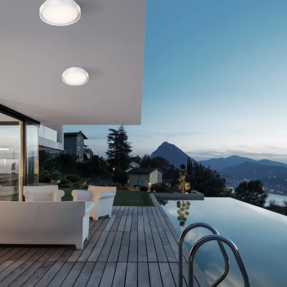 Plafoniere Da Esterno-Selezionato da Mazzolaluce Plafoniere da esterno bianca tonda moderna led 20w 3000k