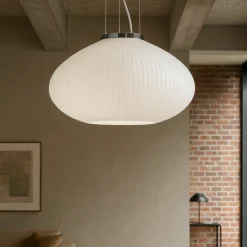 Lampadari Moderni-Ideal Lux Plisse sp1 d35 cromo lampadario vetro bianco