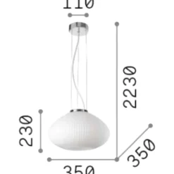 Lampadari Moderni-Ideal Lux Plisse sp1 d35 cromo lampadario vetro bianco