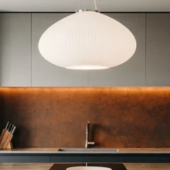 Lampadari Cucina-Ideal Lux Plisse' sp1 d45 lampadario da cucina vetro decorato