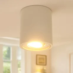 Faretti Da Soffitto-Ondaluce Pl polka faretto in gesso cilindro orientabile gu10
