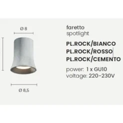 Faretti Da Soffitto-Ondaluce Pl rock faretto da soffito in cemento rosso
