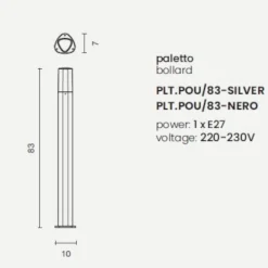 Lampioni Da Giardino-Ondaluce Plt pou lampione da giardino h83cm ip44 grigio