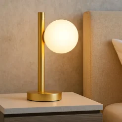 Abat Jour-Miloox Pomi lampada da comodino moderna oro vetro bianco