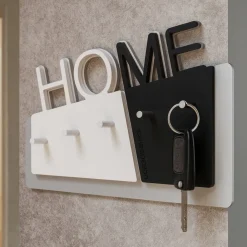 Mobili Ingresso Moderni-Selezionato da Mazzolaluce Porta chiavi da parete per ingresso moderno magnetico legno bianco nero