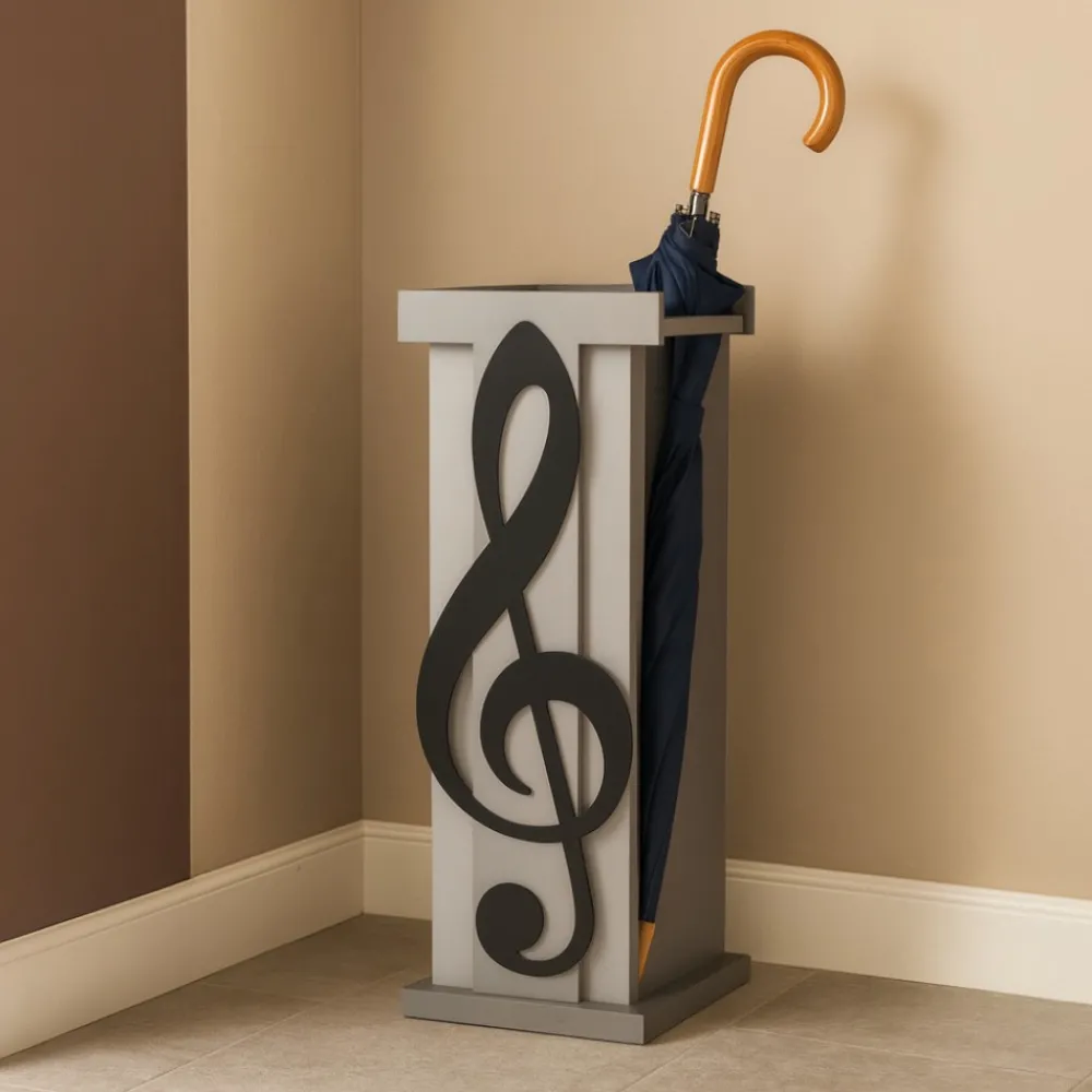 Mobili Ingresso Moderni-Selezionato da Mazzolaluce Portaombrelli moderno musicale chiave di violino legno nero grigio