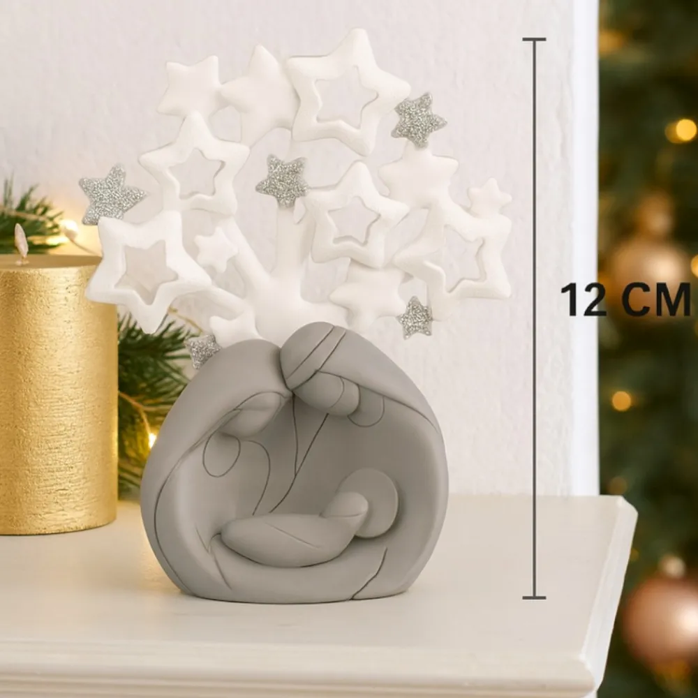 Presepi Di Natale-Bongelli Preziosi Presepe albero stelle grigio h12 moderno