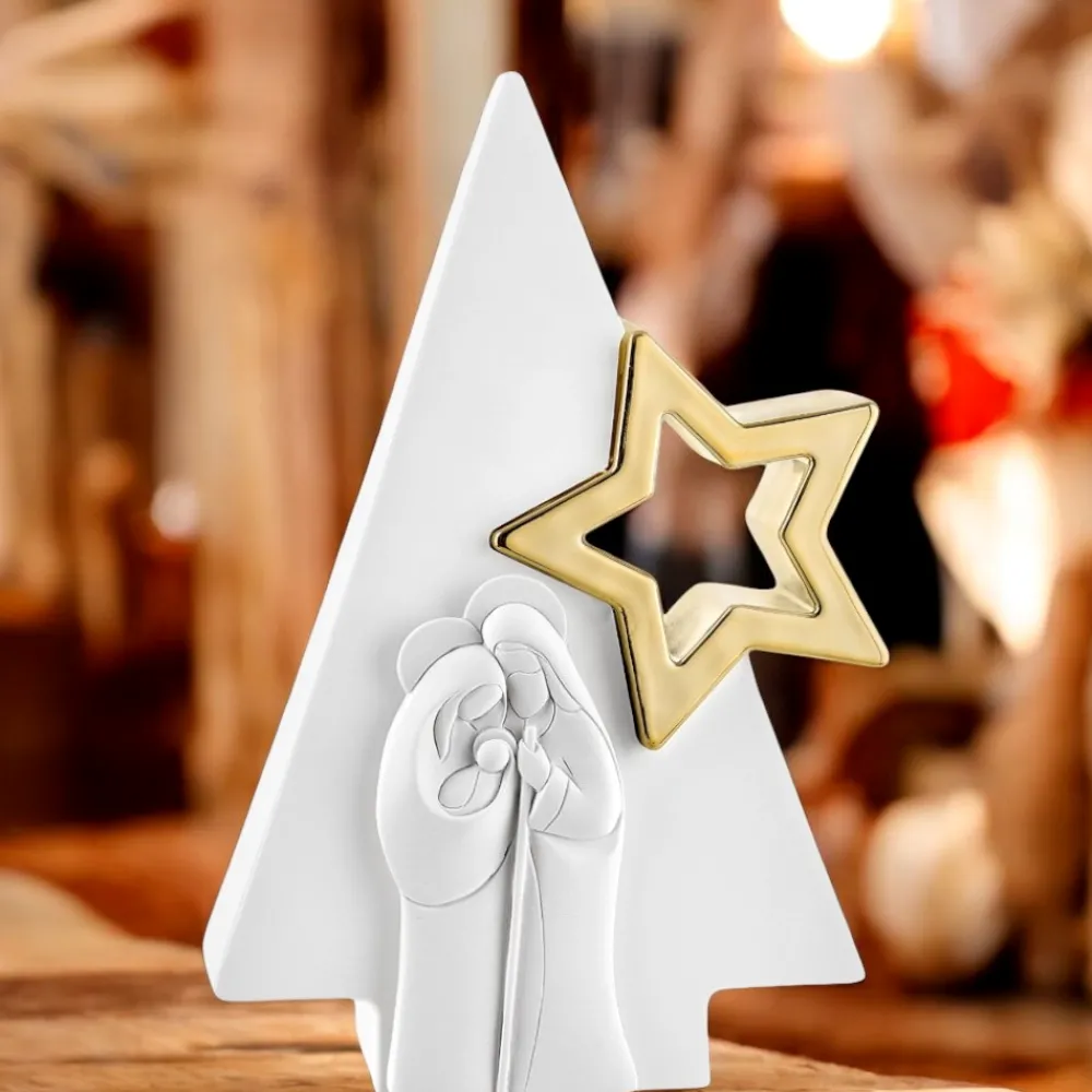 Presepi Di Natale-Bongelli Preziosi Presepe di natale moderno h13 natività bianco oro