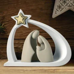 Presepi Di Natale-Bongelli Preziosi Presepe moderno h25 statuina bianco oro nocciola