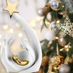 Presepi Di Natale-Bongelli Preziosi Presepe statuina di natale moderna h17 bianco oro