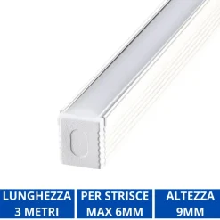 Strisce Led-Ideal Lux Profilo alto bianco 3mt per strisce led max 6mm