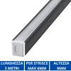 Strisce Led-Ideal Lux Profilo alto 3mt nero per strip led max 6mm